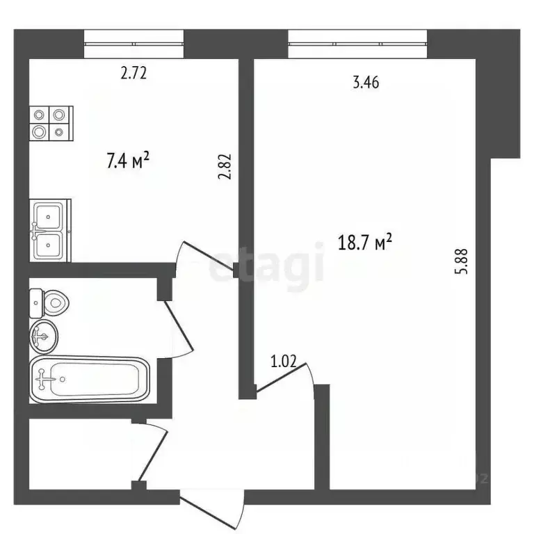 1-к кв. Вологодская область, Вологда Псковская ул., 4А (35.4 м) - Фото 2