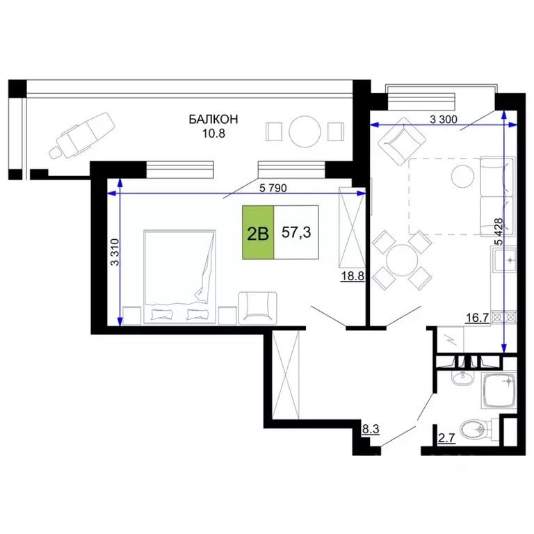 2-к кв. Краснодарский край, Анапа проезд Сосновый (57.3 м) - Фото 0
