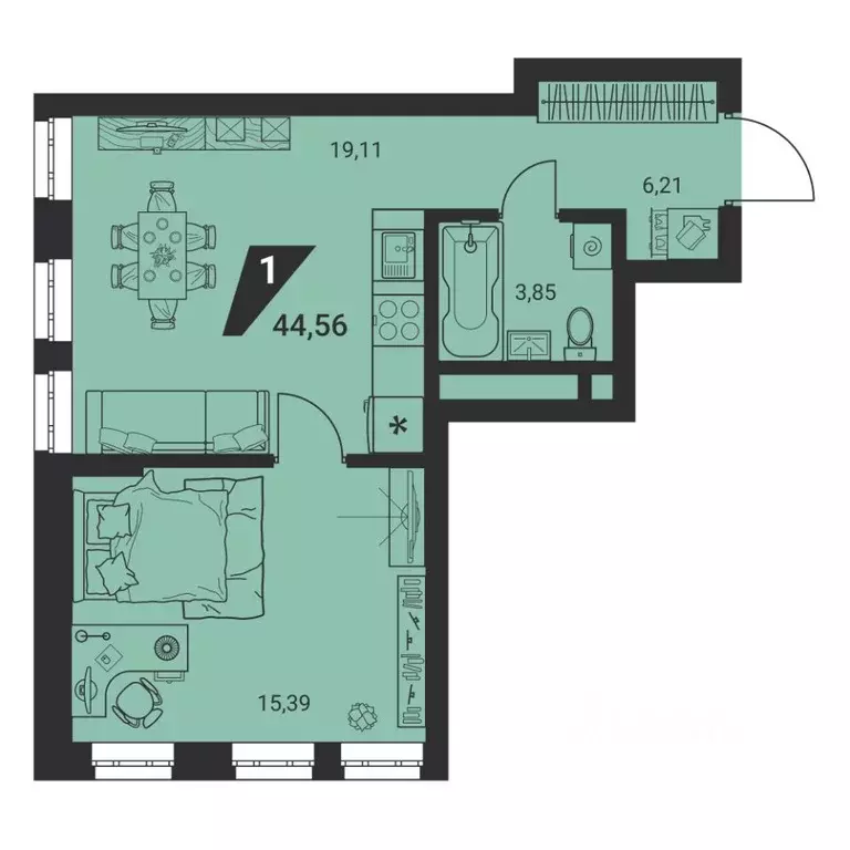 1-к кв. Свердловская область, Екатеринбург ул. Монтерская, 8/2 (44.7 ... - Фото 2