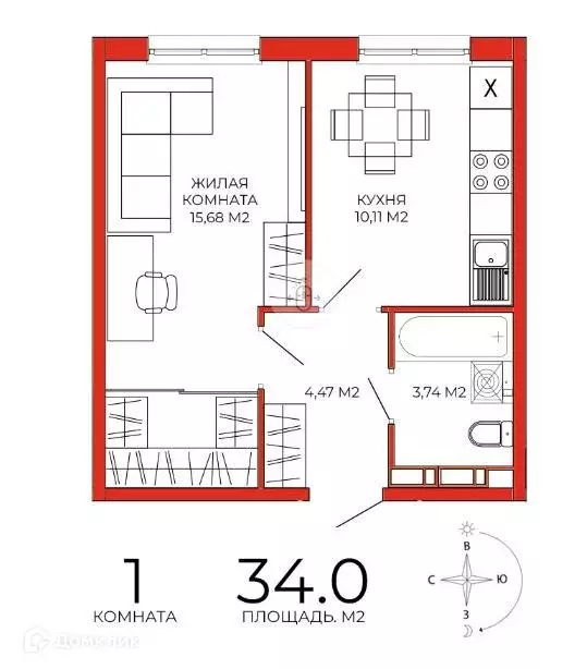 Продаётся 1-к квартира, 34 м - Фото 0