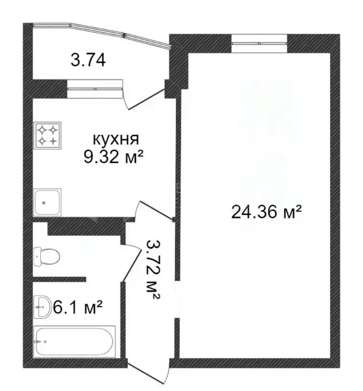 1-к кв. Тюменская область, Тюменский муниципальный округ, д. Дударева ... - Фото 2