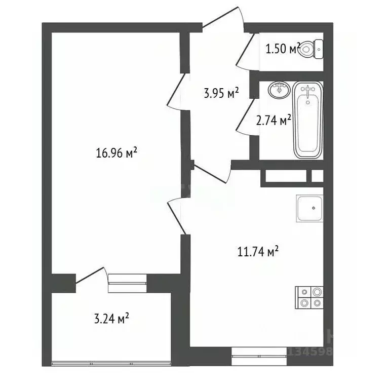 1-к кв. Марий Эл, Медведево городское поселение, Медведево пгт ул. ... - Фото 2