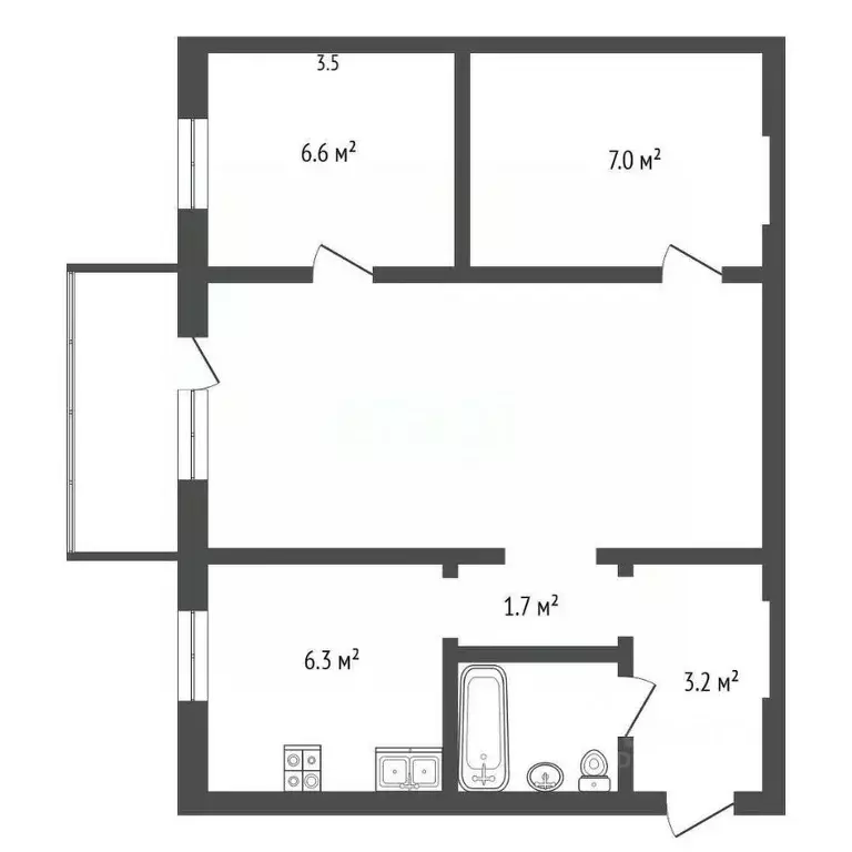 3-к кв. Московская область, Лыткарино ул. Ухтомского, 31/2 (44.6 м) - Фото 1