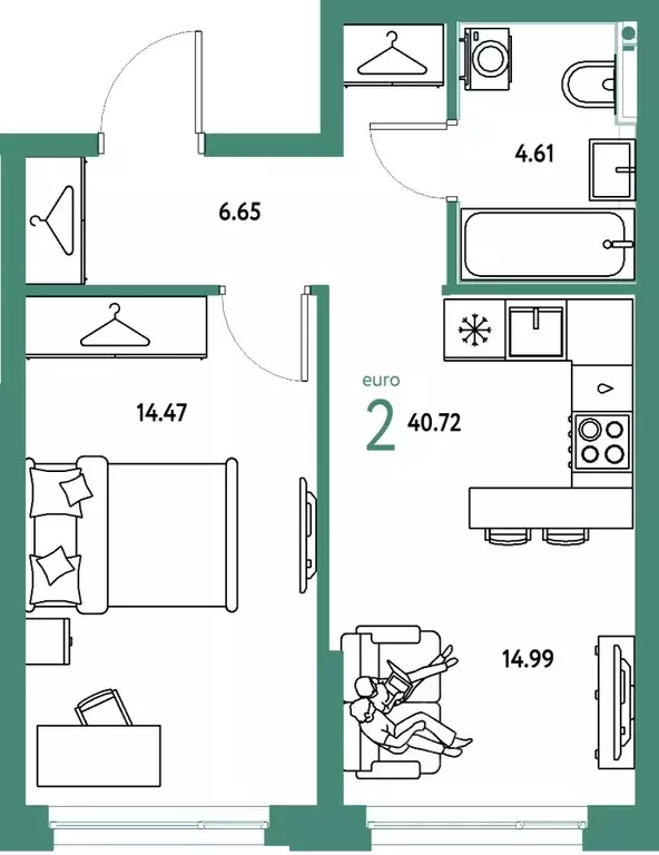 2-к кв. Свердловская область, Екатеринбург ул. Шефская, 28А (40.72 м) - Фото 1