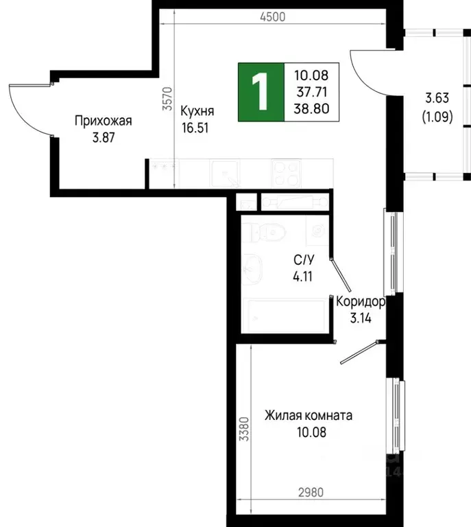 1-к кв. Ленинградская область, Всеволожский район, Свердловское ... - Фото 1