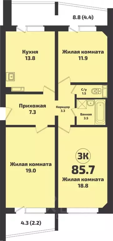 3-к кв. Новосибирская область, Новосибирский район, Станционный ... - Фото 0