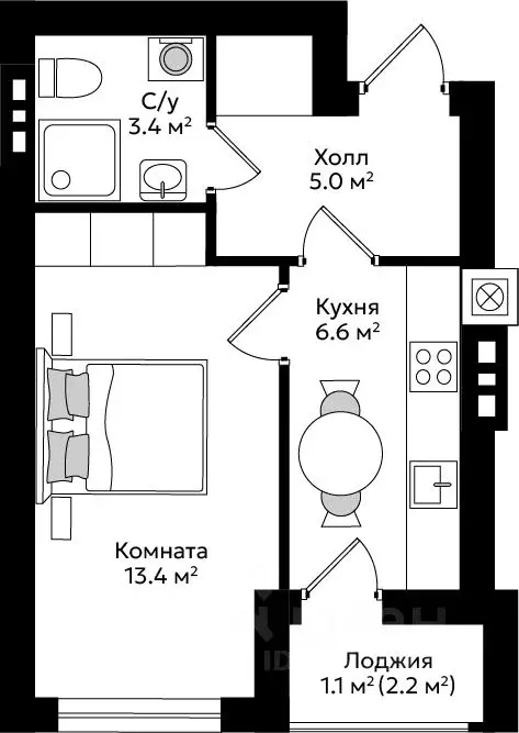 1-к кв. Калининградская область, Гурьевск Пражский жилой комплекс ... - Фото 0