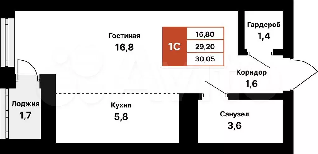 Квартира-студия, 30,1 м, 25/25 эт. - Фото 0