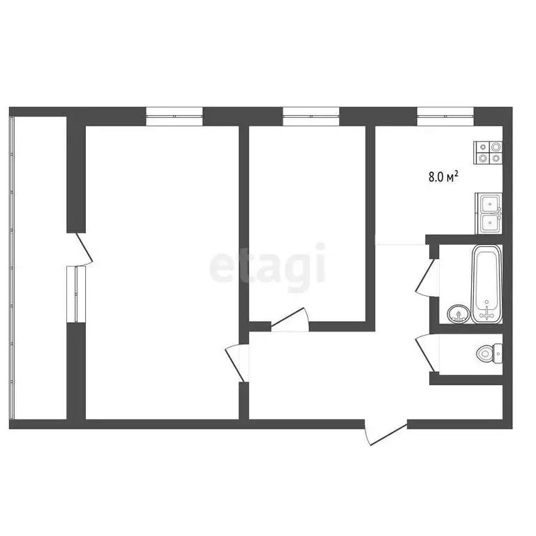 2-комнатная квартира: Ярославль, улица Калинина, 25 (42.8 м) - Фото 0