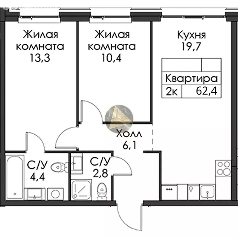 2-комнатная квартира: Санкт-Петербург, Галерный проезд, 1к2 (62.4 м) - Фото 1