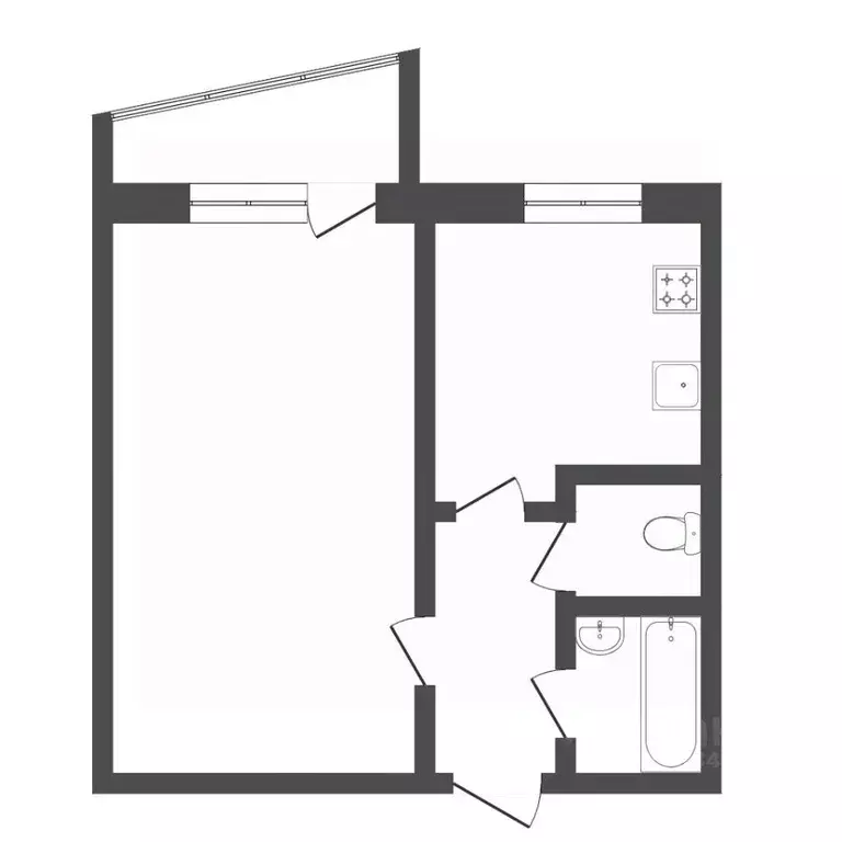 1-к кв. Тюменская область, Тюмень ул. Монтажников, 17 (34.3 м) - Фото 1