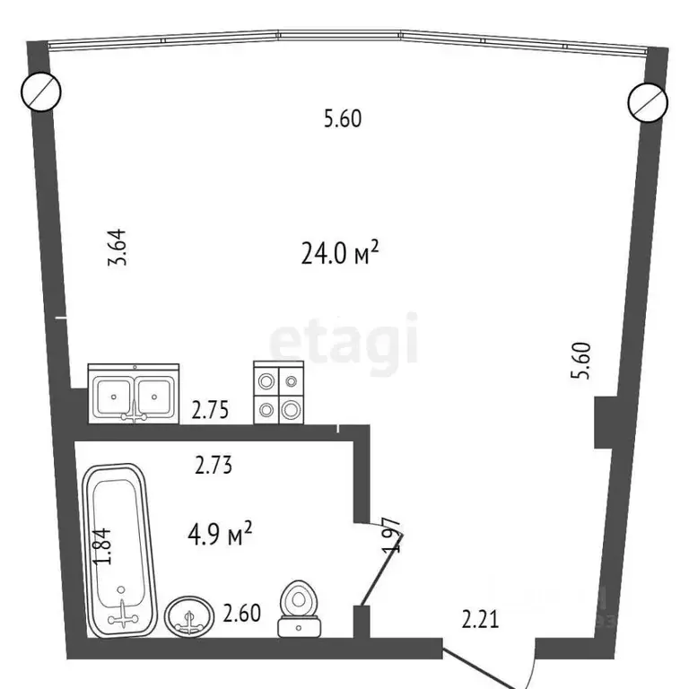 Студия Краснодарский край, Геленджик Крымская ул., 3к1 (29.5 м) - Фото 1