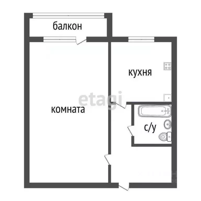 1-к кв. Курганская область, Курган Новая ул., 10 (31.8 м) - Фото 2