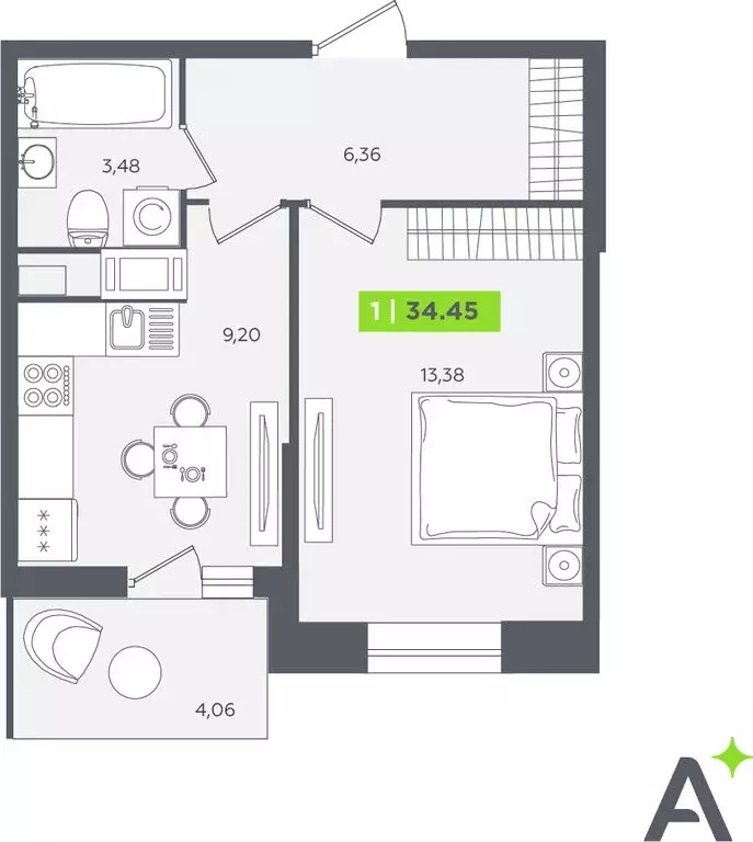 1-комнатная квартира: Кудрово, Солнечная улица, 10к2 (33.9 м) - Фото 1