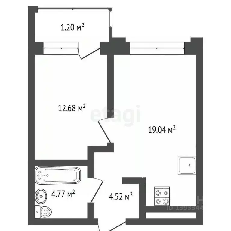 1-к кв. Тюменская область, Тюмень Одесская ул., 7/1 (41.01 м) - Фото 1