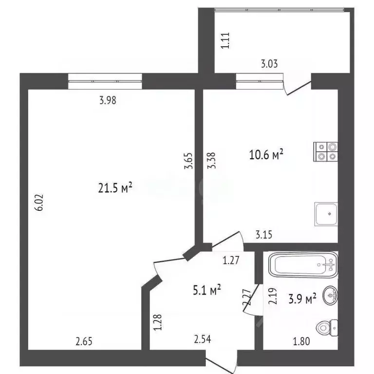 1-к кв. Удмуртия, Ижевск ул. Михаила Петрова, 33Б (33.0 м) - Фото 1