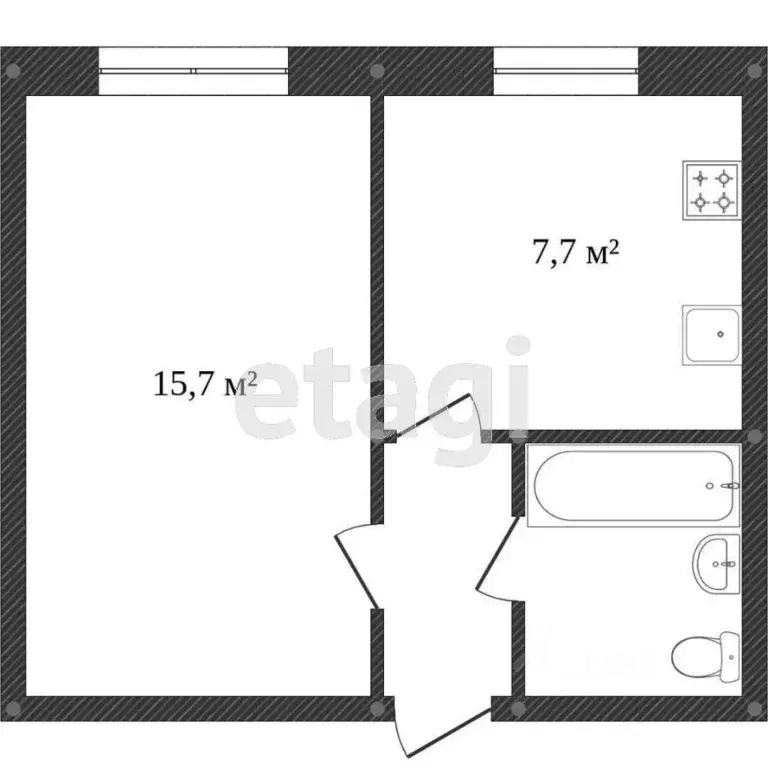 1-к кв. Ханты-Мансийский АО, Сургут ул. Пушкина, 16 (34.7 м) - Фото 1