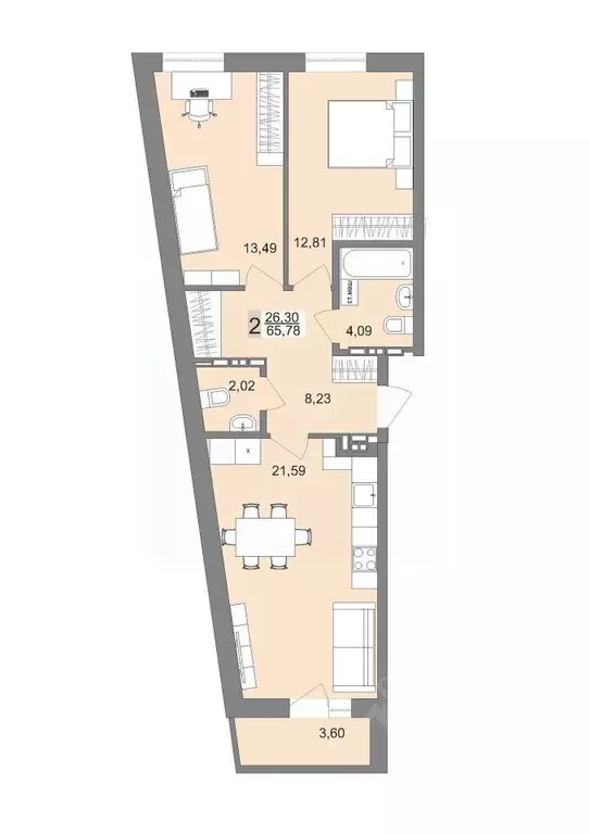 2-к кв. Свердловская область, Екатеринбург ул. Металлургов, 63 (64.7 ... - Фото 0