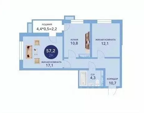 2-к кв. Краснодарский край, Анапа ул. Ленина, 241к1 (57.2 м) - Фото 1