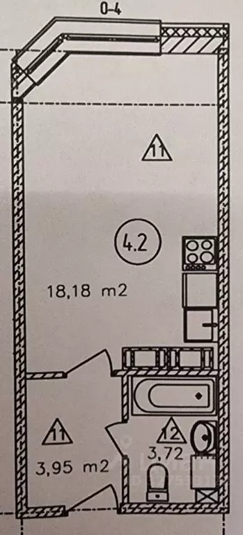 Студия Санкт-Петербург ул. Швецова, 8 (25.5 м) - Фото 2