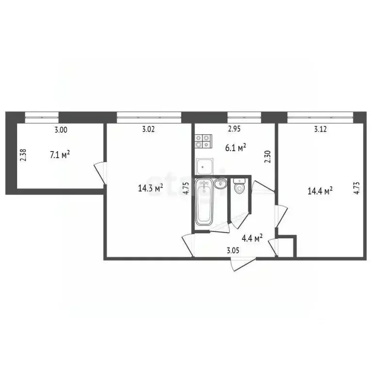 3-к кв. Орловская область, Орловский муниципальный округ, д. Дубовая ... - Фото 1