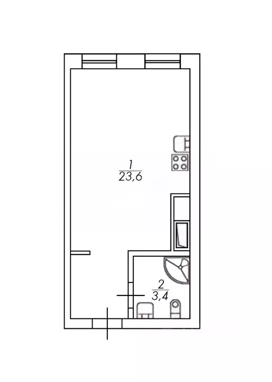 Студия Санкт-Петербург ул. Академика Павлова, 7 (27.0 м) - Фото 1