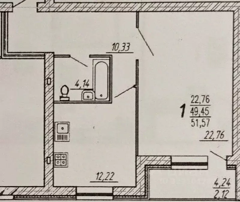 1-к кв. Пензенская область, Заречный ул. Конституции СССР, 5 (51.57 м) - Фото 1