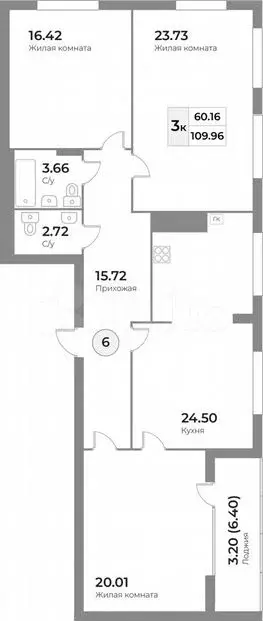 3-к. квартира, 110м, 2/7эт. - Фото 1