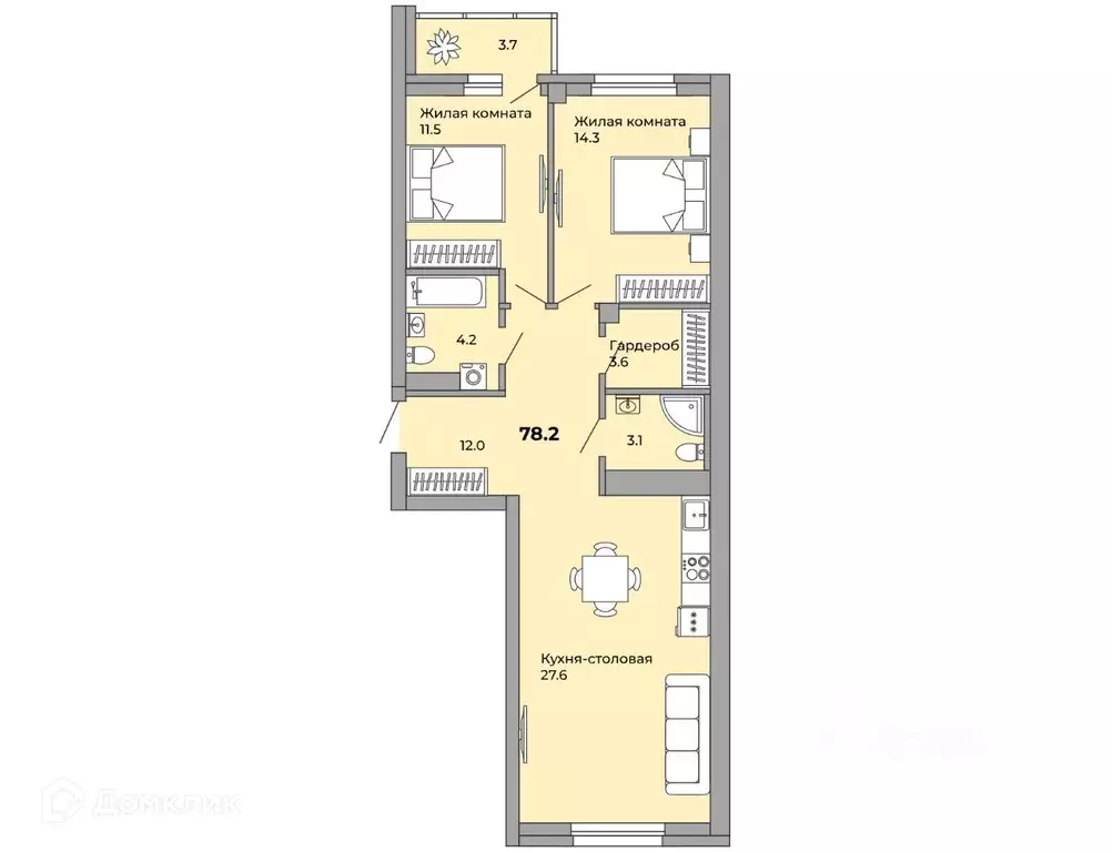 Продаётся 2-к квартира, 78.7 м - Фото 0