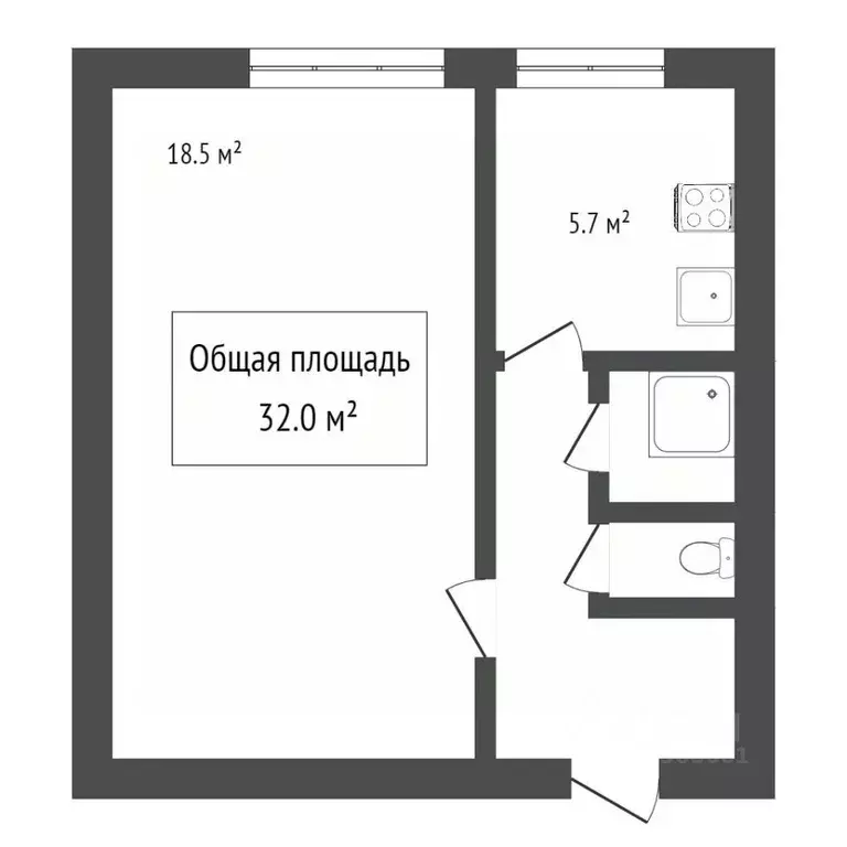 1-к кв. Томская область, Томск ул. Лебедева, 77А (31.0 м) - Фото 0