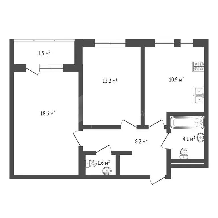 2-комнатная квартира: Тюмень, Полевая улица, 115 (56 м) - Фото 0