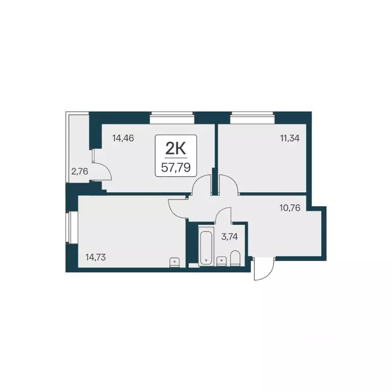 2-к кв. Новосибирская область, Новосибирск Игарская ул., 19/4 (57.79 ... - Фото 1