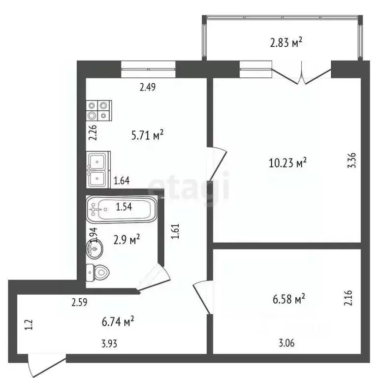 1-к кв. Крым, Симферополь ул. Киевская (32.0 м) - Фото 2
