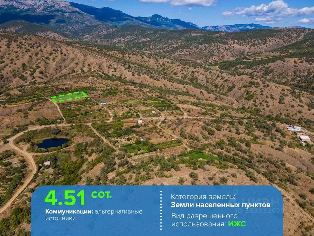 Участок в Крым, Алушта муниципальный округ, с. Рыбачье  (4.51 сот.) - Фото 1
