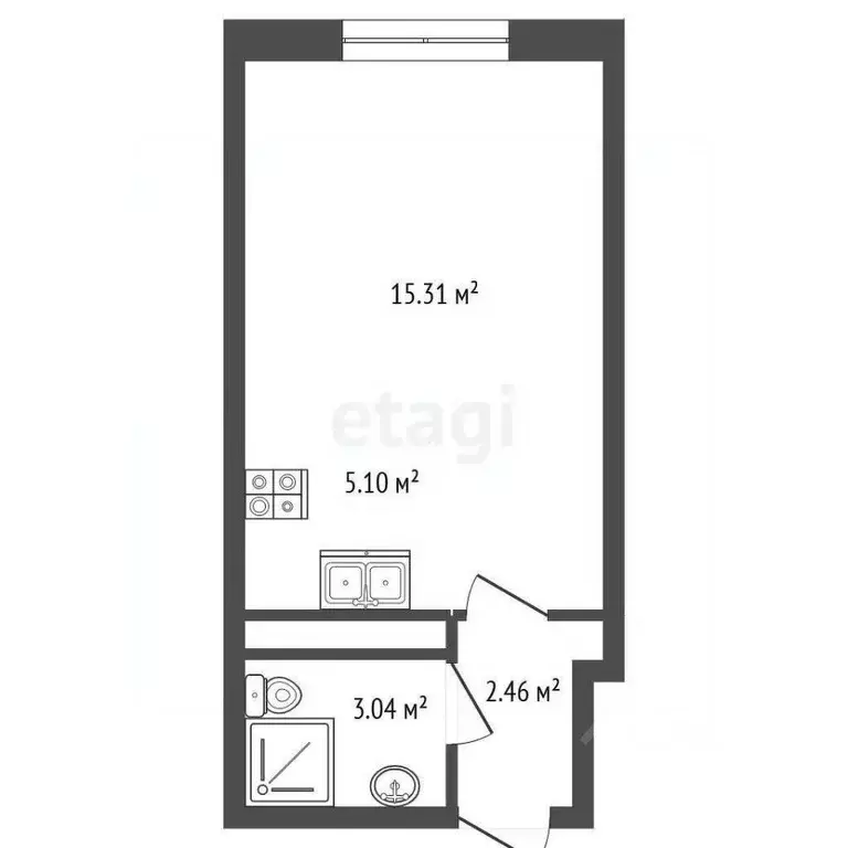 Студия Санкт-Петербург Московский просп., 183-185Бк9А (26.0 м) - Фото 2
