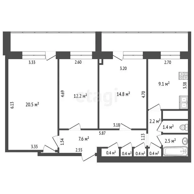 3-комнатная квартира: Подольск, Красная улица, 9/48 (77.4 м) - Фото 1