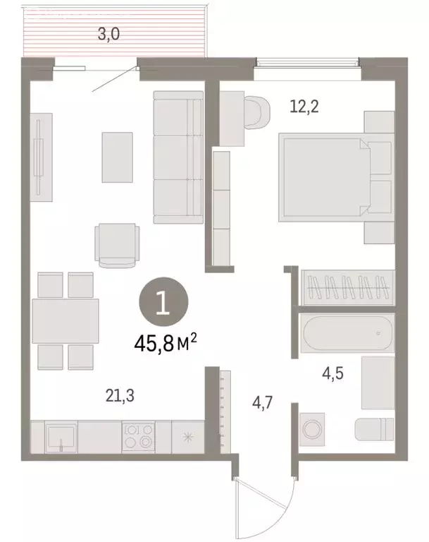 1-комнатная квартира: Курган, жилой район Центральный, ЖК Дом Кино ... - Фото 2