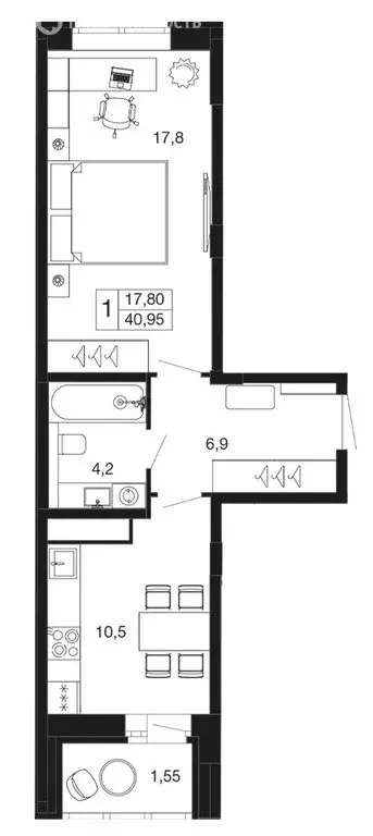 1-комнатная квартира: Апрелевка, жилой комплекс Времена Года, к2 (41 ... - Фото 1