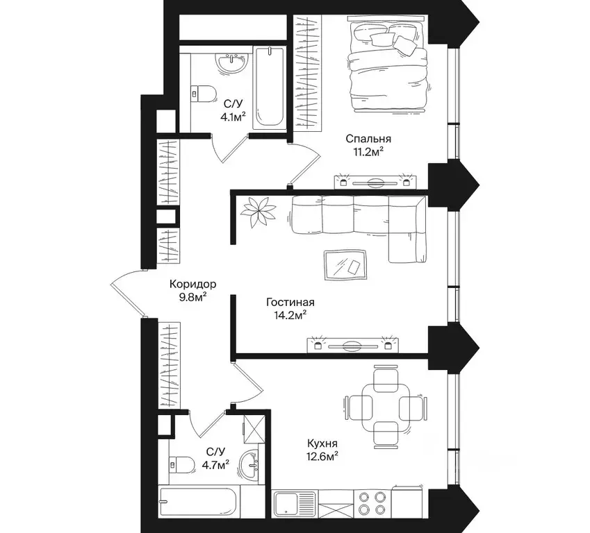 2-к кв. Москва ул. Маршала Бирюзова, 1к1 (56.6 м) - Фото 0