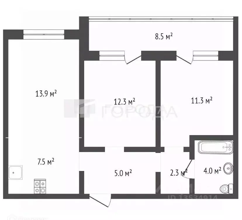 3-к кв. Алтайский край, Барнаул ул. 6-я Нагорная, 15Г/7 (64.8 м) - Фото 2