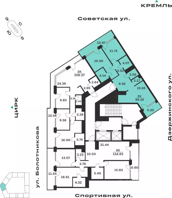 2-к кв. Тульская область, Тула ул. Болотникова, 4 (89.16 м) - Фото 2