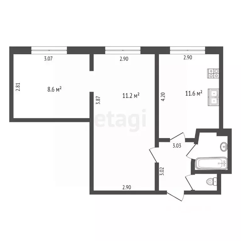 3-к кв. Коми, Ухта пос. Ветлосян, ул. Клубная, 10 (46.0 м) - Фото 2