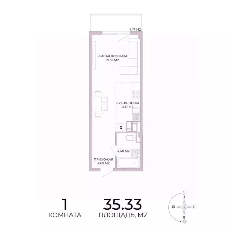 1-к кв. Пензенская область, Пенза Побочинская ул., с18 (35.33 м) - Фото 0