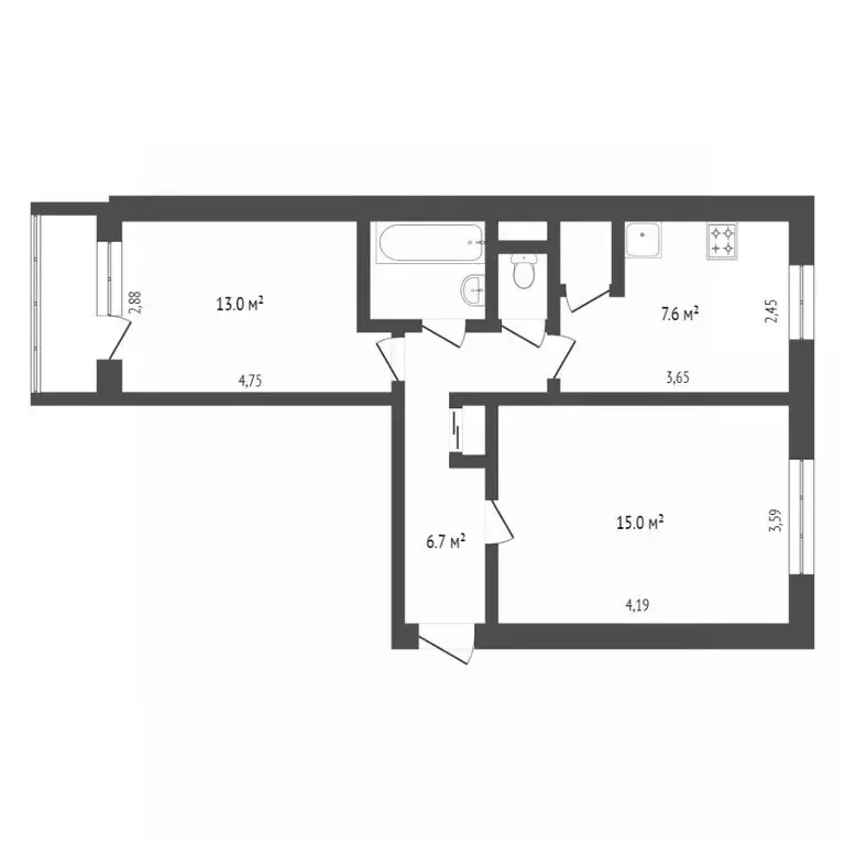 2-к кв. Вологодская область, Вологда Козленская ул., 84А (47.4 м) - Фото 2