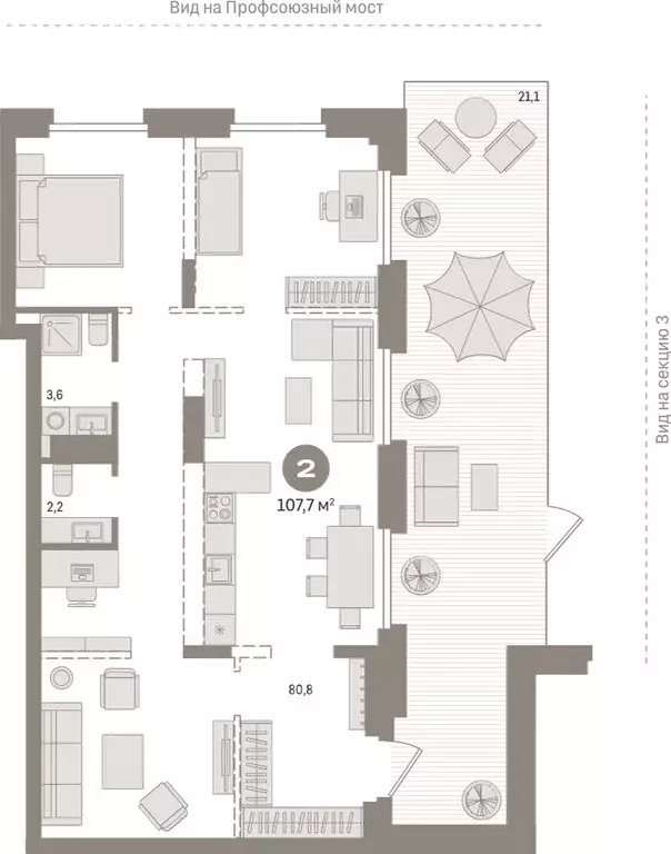 2-комнатная квартира: Тюмень, Причальная улица, 9 (107.7 м) - Фото 2