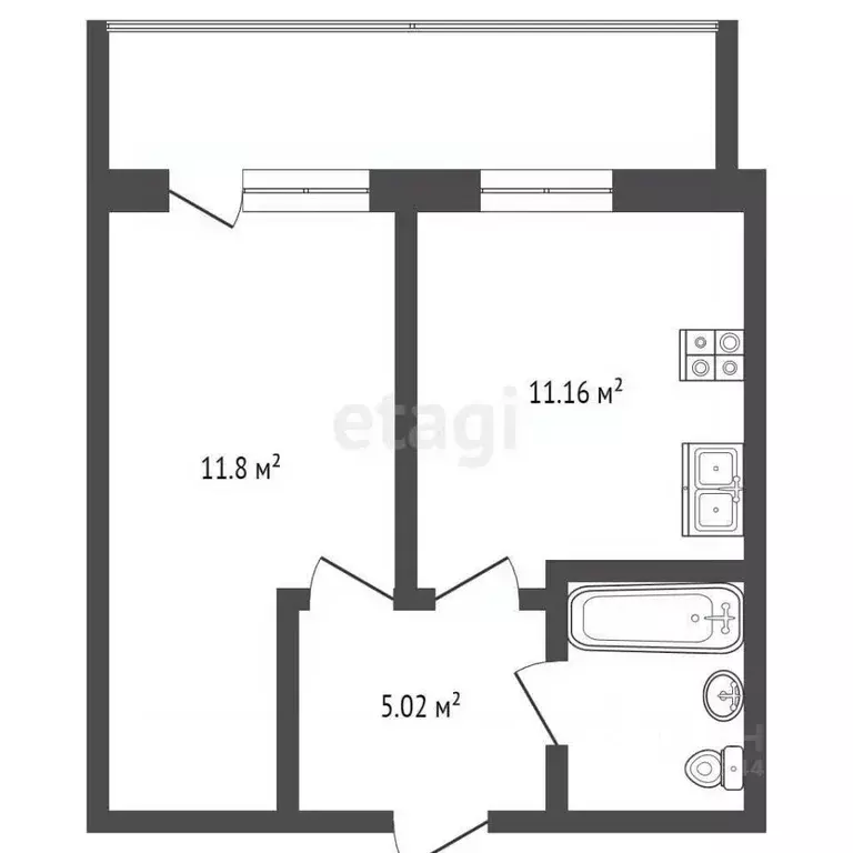 1-к кв. Тюменская область, Тюмень ул. Боровская, 8 (34.2 м) - Фото 0