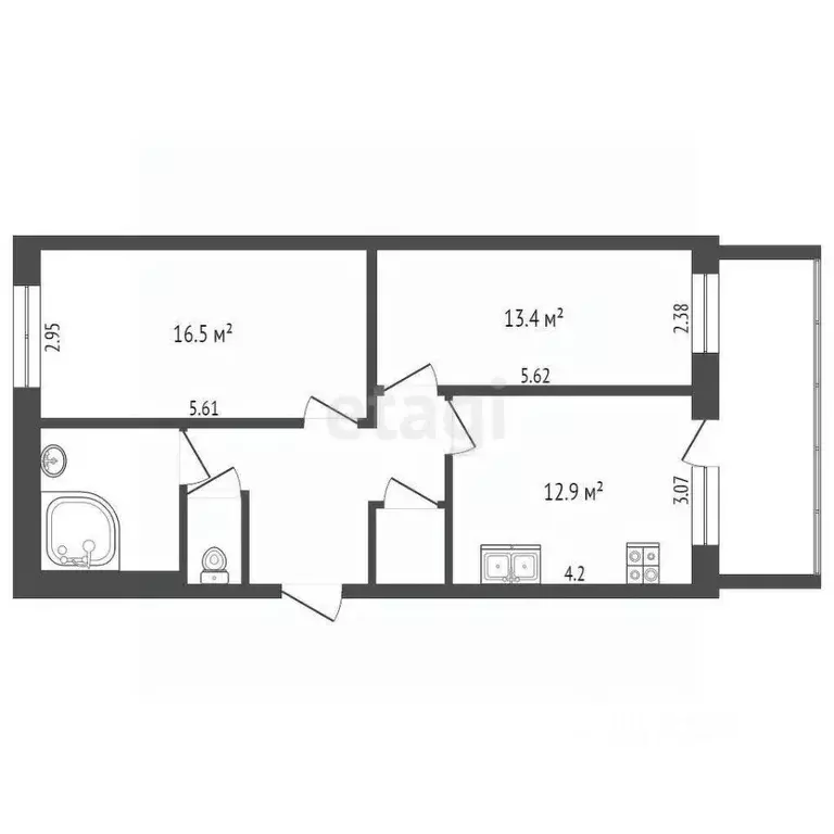 2-к кв. Ханты-Мансийский АО, Сургут ул. Республики, 82 (57.6 м) - Фото 1