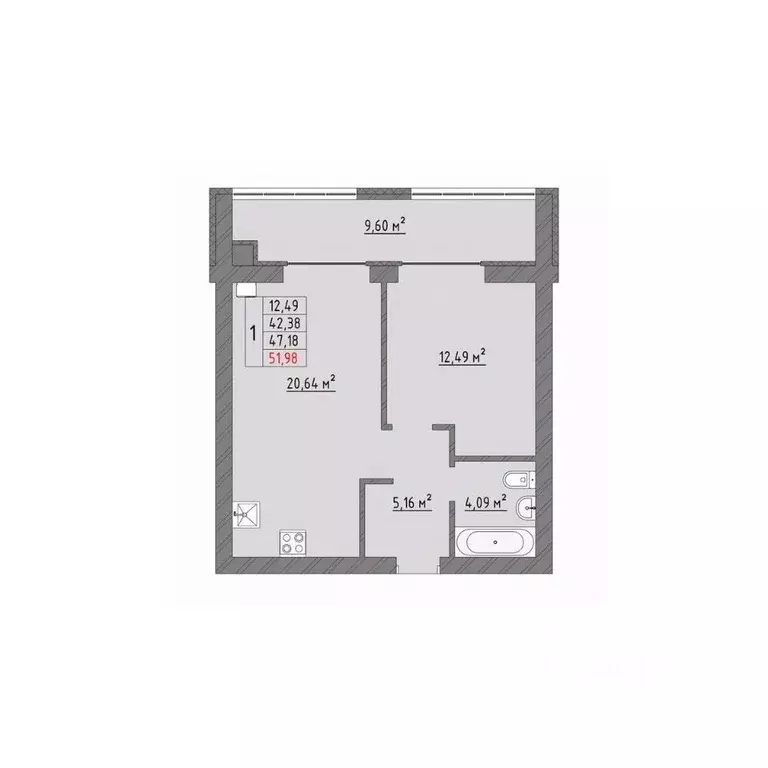 1-к кв. Ивановская область, Иваново Кооперативная ул., 3 (51.98 м) - Фото 0
