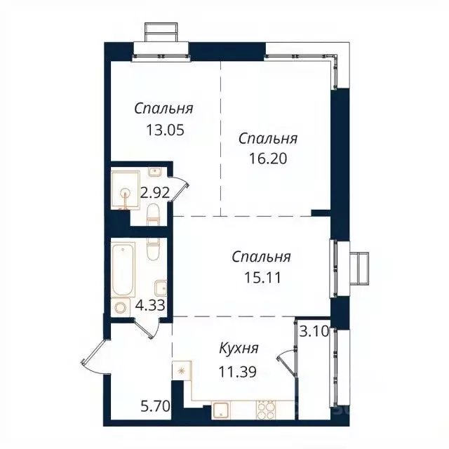 3-к кв. Иркутская область, Иркутск Байкальская ул., 246Б (71.5 м) - Фото 0