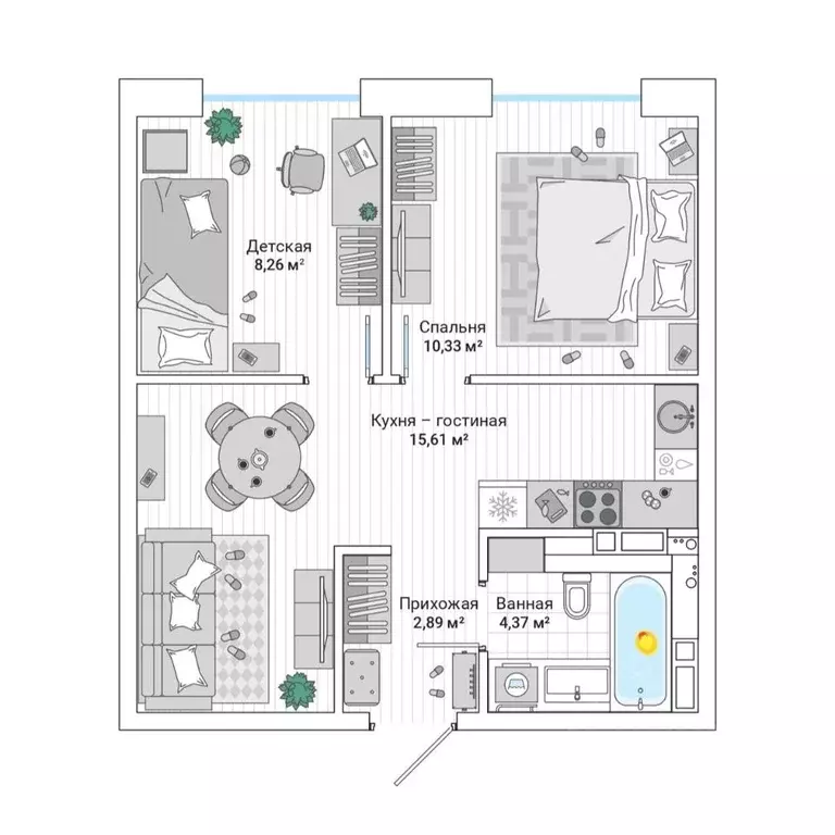 2-к кв. Приморский край, Владивосток Гринвуд жилой комплекс (42.2 м) - Фото 1